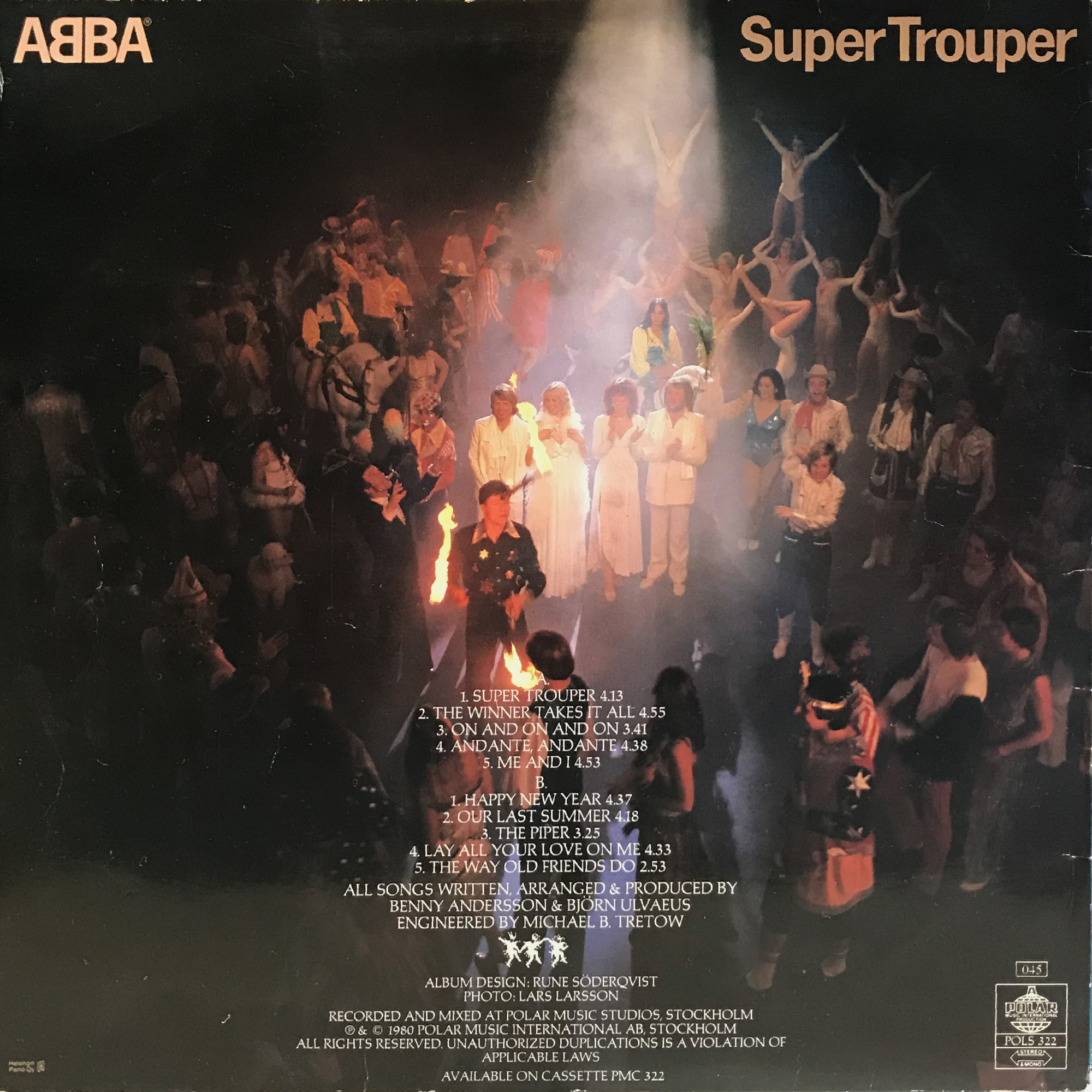 Back cover for album 'Super Trouper"